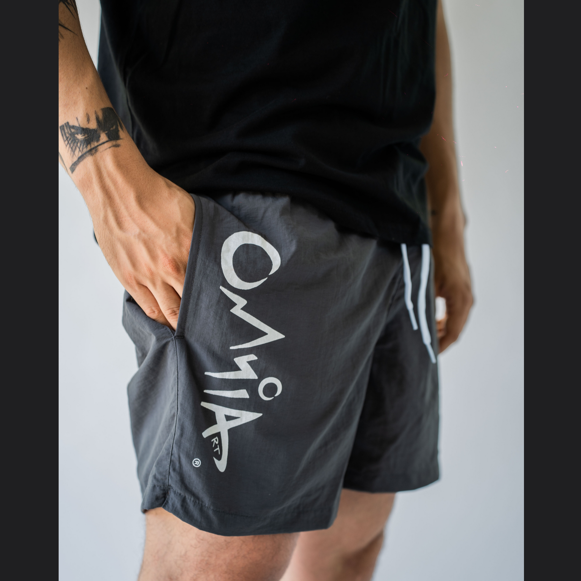 Logo Swimshorts Grey front detail