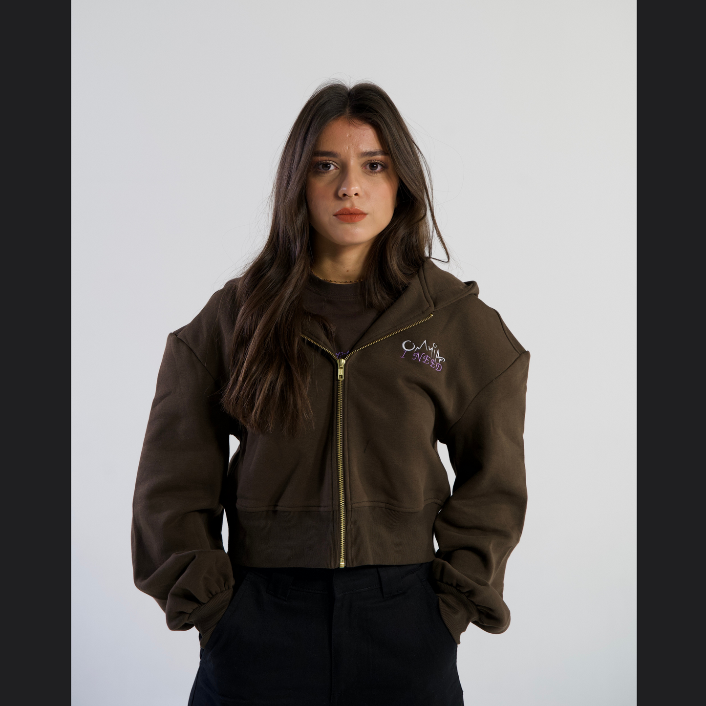 Cropped Hoodie Brown