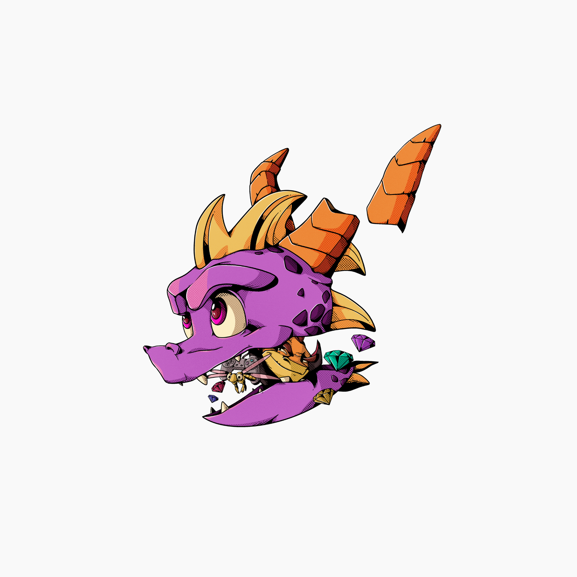 spyro tee white digital graphic
